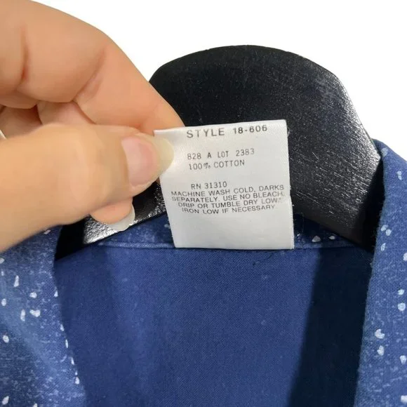 Vintage 90s Blue White Speckled Button Up Blazer Top Small - Picture 5 of 7